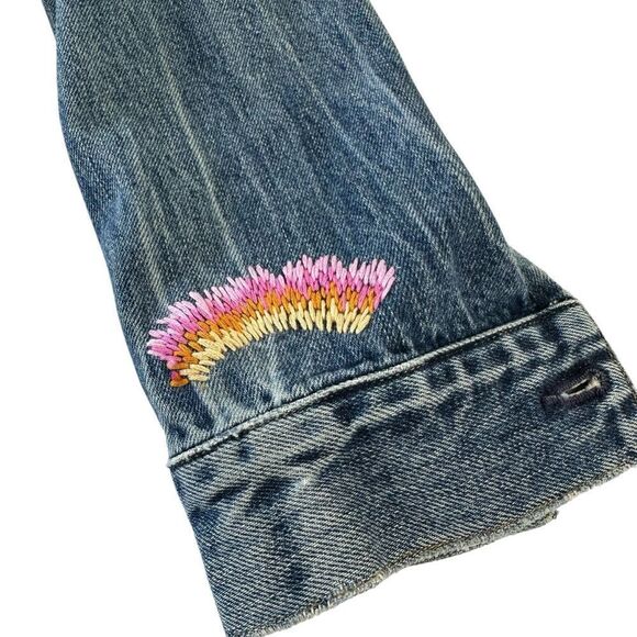 Citizens of Humanity Embroidered Denim Jean Trucker Jacket, S - Picture 7 of 10
